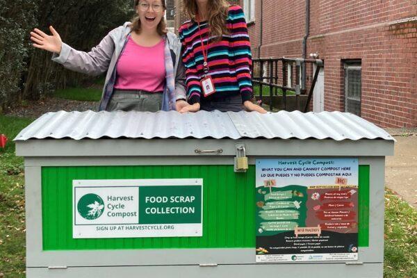 Rochambeau Library - Staff With Compost Bin