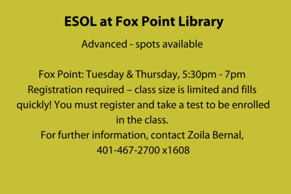 Advanced - spots available Fox Point Tuesday & Thursday, 530pm - 7pm Registration required – class size is limited and fills quickly! You must register and take a test to be enrolled in the class. (1)